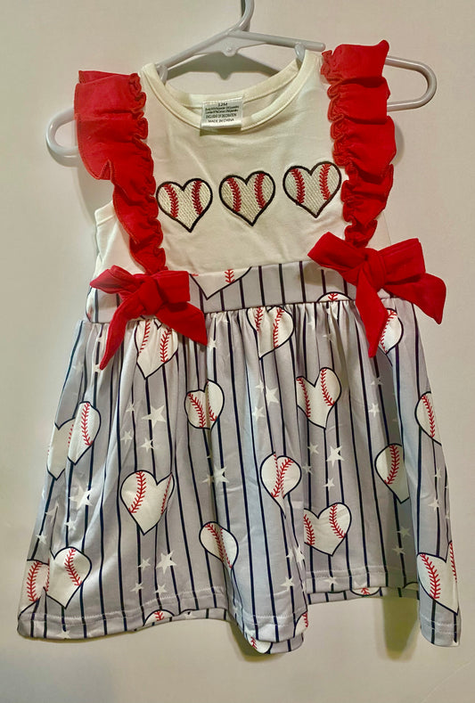 Baseball Heart Ruffle dress