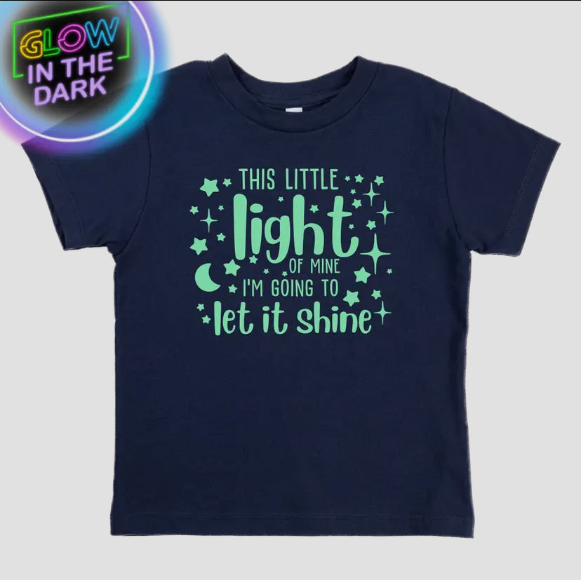 Glow in the dark navy This Little Light of Mine t shirt