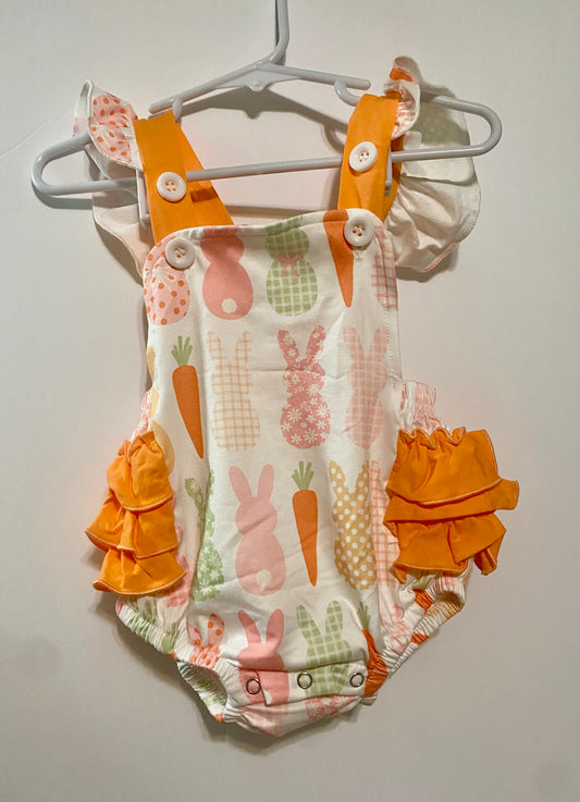Easter carrot bunny baby ruffle romper